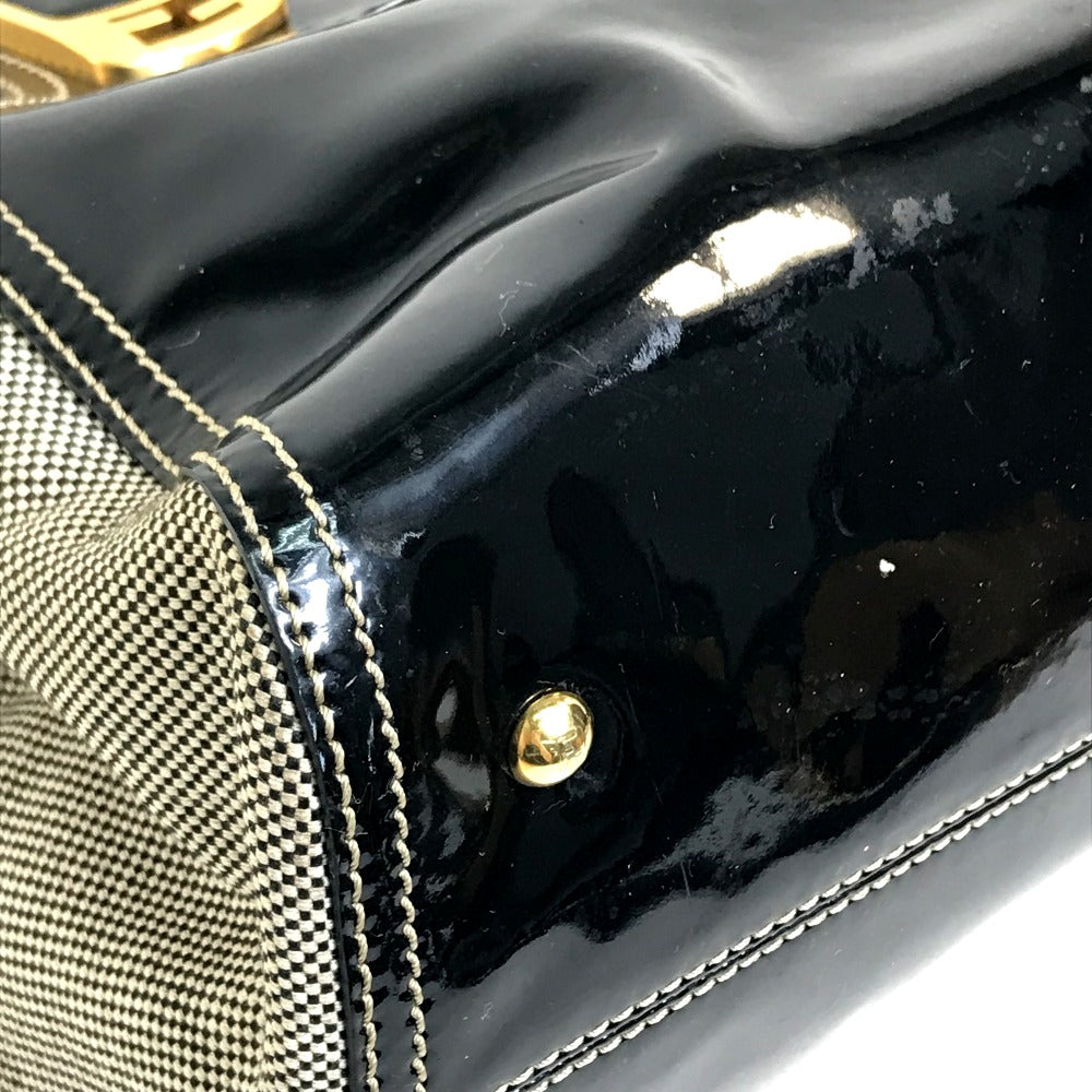 FENDI エナメル 斜め掛け 肩掛け カメレオン カバン 2WAY ショルダーバッグ ハンドバッグ キャンバス/パテントレザー レディース ブラック系
