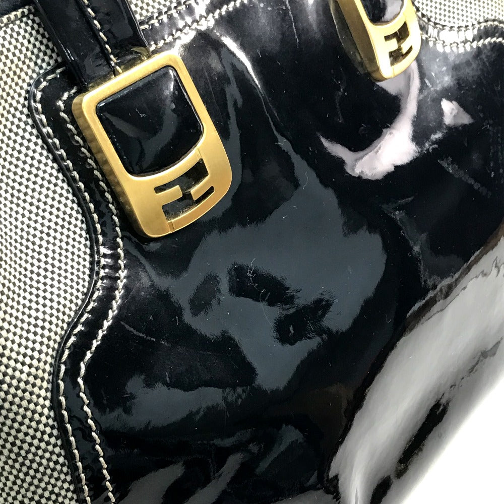 FENDI エナメル 斜め掛け 肩掛け カメレオン カバン 2WAY ショルダーバッグ ハンドバッグ キャンバス/パテントレザー レディース ブラック系