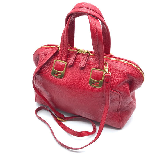 FENDI 8BL114 ミニボストンバッグ カメレオン カバン 2WAY ショルダーバッグ 斜め掛け ハンドバッグ レザー レディース レッド