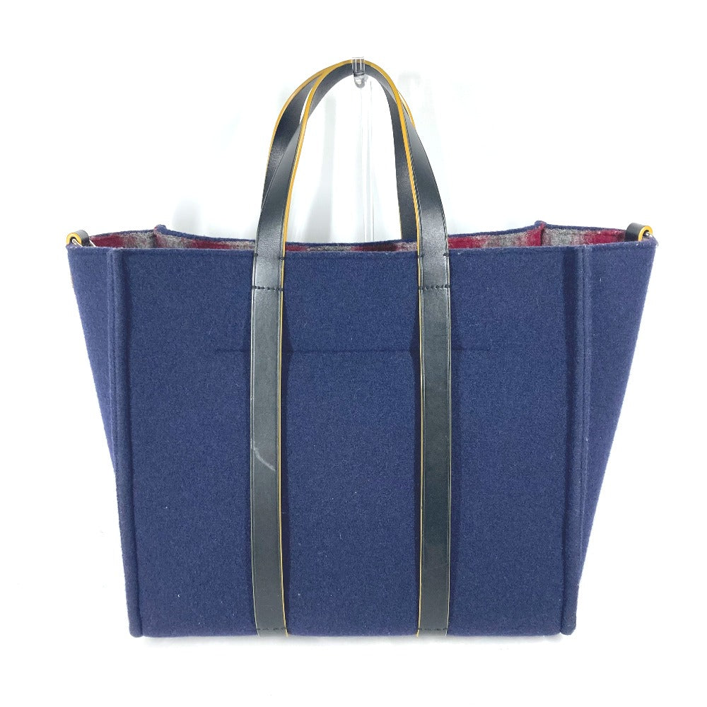 FENDI 7VA390 ショルダートート カバン 肩掛け ショルダーバッグ トートバッグ ウール メンズ ネイビー