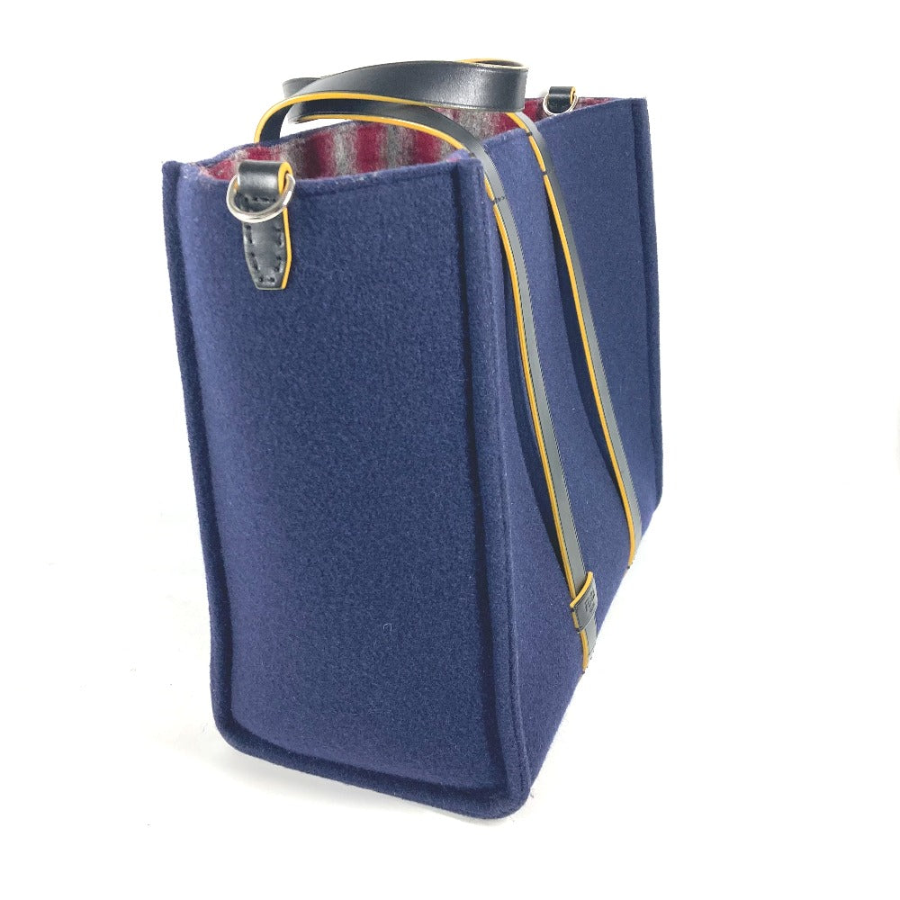 FENDI 7VA390 ショルダートート カバン 肩掛け ショルダーバッグ トートバッグ ウール メンズ ネイビー