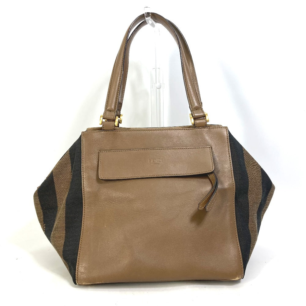FENDI 8BN251 ペカン ショルダーバッグ 肩掛け ハンドバッグ レザー/キャンバス レディース ブラウン