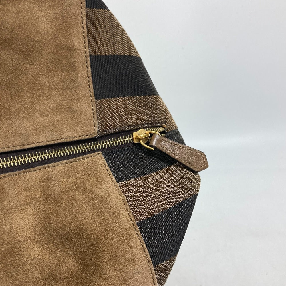 FENDI 8BN251 ペカン ショルダーバッグ 肩掛け ハンドバッグ レザー/キャンバス レディース ブラウン