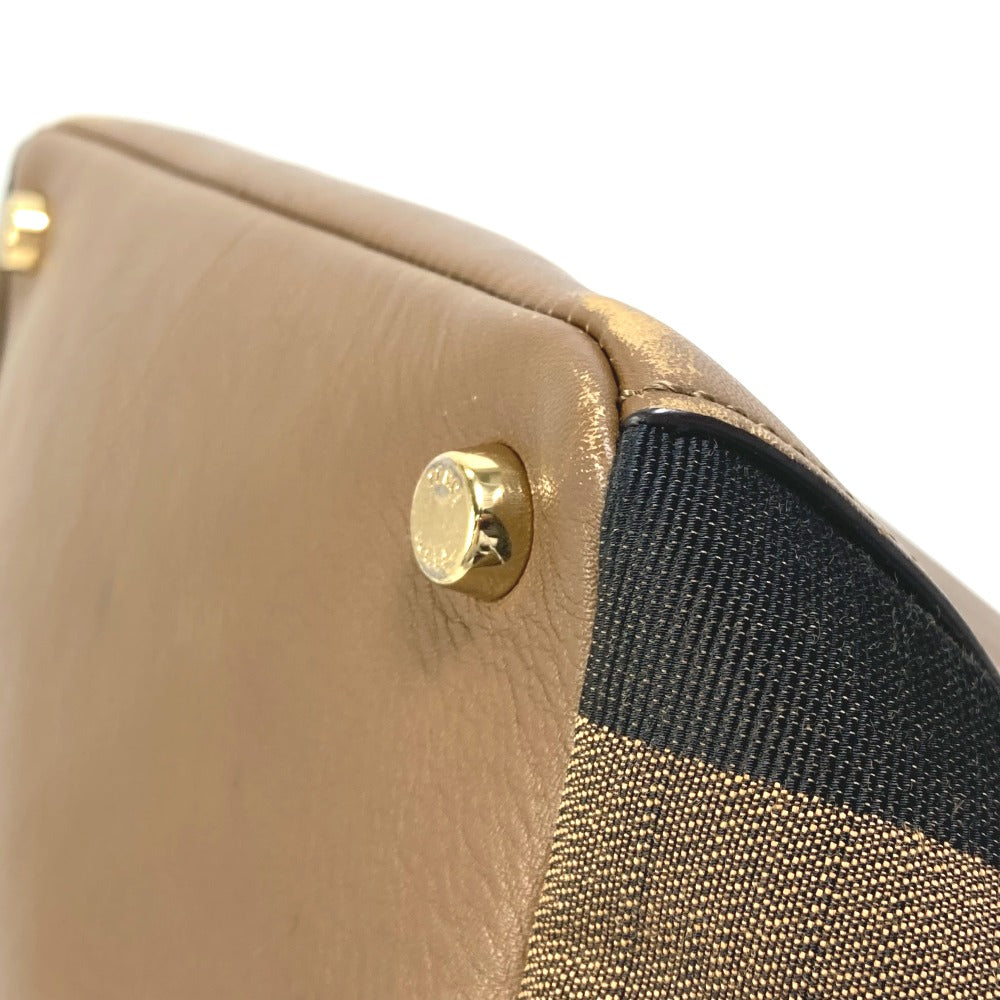 FENDI 8BN251 ペカン ショルダーバッグ 肩掛け ハンドバッグ レザー/キャンバス レディース ブラウン