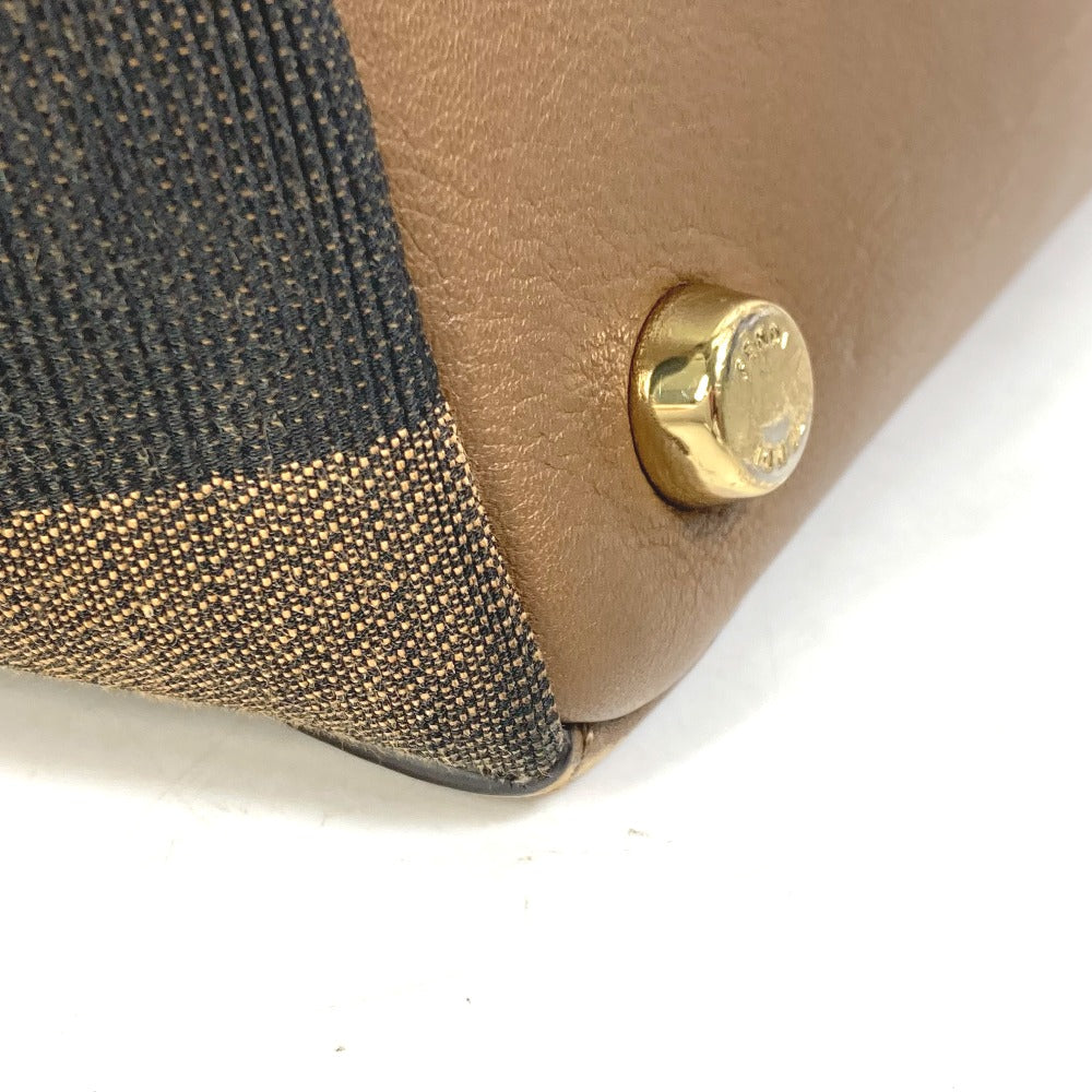 FENDI 8BN251 ペカン ショルダーバッグ 肩掛け ハンドバッグ レザー/キャンバス レディース ブラウン