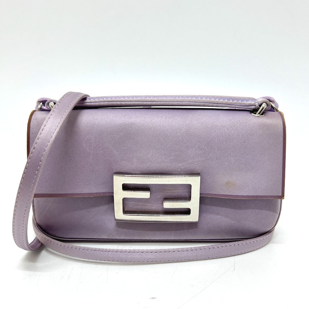 FENDI 7AS142 バゲット スマートフォンポーチ 2WAY ミニバッグ カバン バッグ ショルダーバッグ サテン レディース パープル