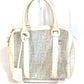FENDI Zucca mesh mini Boston bag in white leather for women.