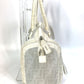 FENDI Zucca mesh mini Boston bag in white leather for women.