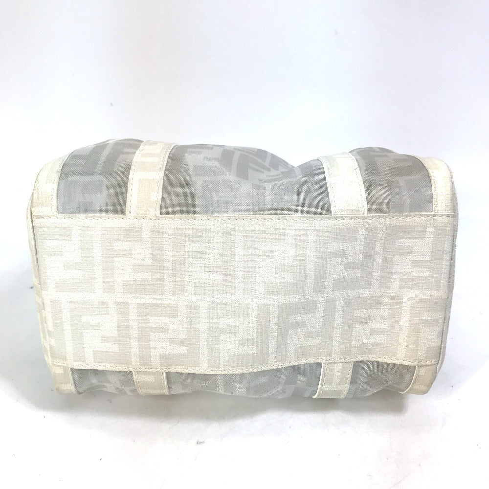 FENDI Zucca mesh mini Boston bag in white leather for women.
