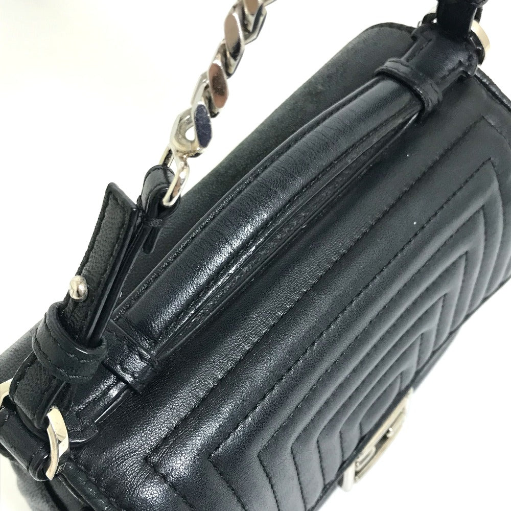 FENDI 8M0371 Double Micro Baguette Pochette, Crossbody Bag, 2-Way Mini Handbag/Shoulder Bag, Leather, Black, Women's