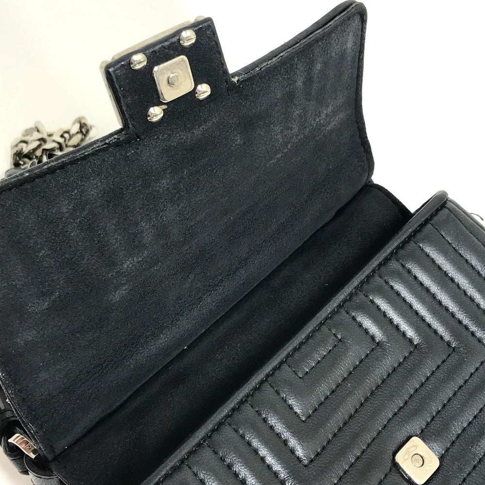FENDI 8M0371 Double Micro Baguette Pochette, Crossbody Bag, 2-Way Mini Handbag/Shoulder Bag, Leather, Black, Women's