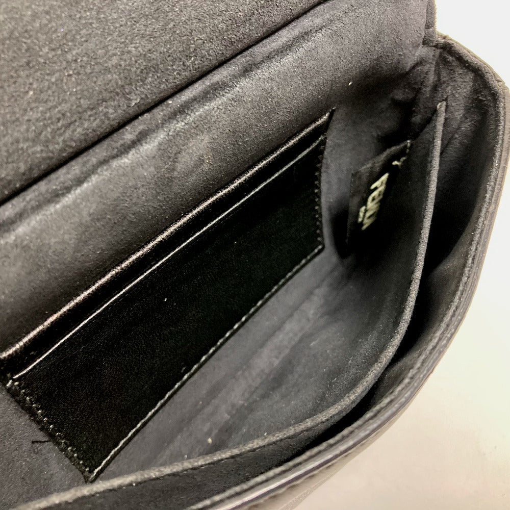 FENDI 8M0371 Double Micro Baguette Pochette, Crossbody Bag, 2-Way Mini Handbag/Shoulder Bag, Leather, Black, Women's