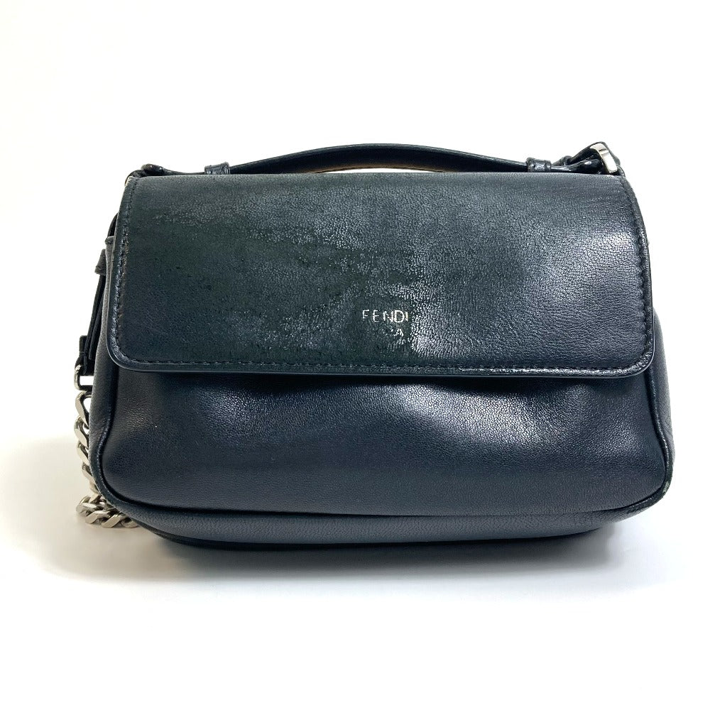 FENDI 8M0371 Double Micro Baguette Pochette, Crossbody Bag, 2-Way Mini Handbag/Shoulder Bag, Leather, Black, Women's