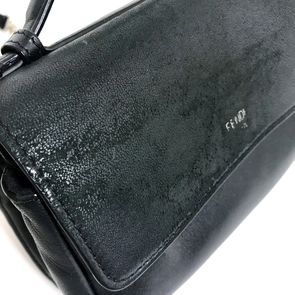 FENDI 8M0371 Double Micro Baguette Pochette, Crossbody Bag, 2-Way Mini Handbag/Shoulder Bag, Leather, Black, Women's
