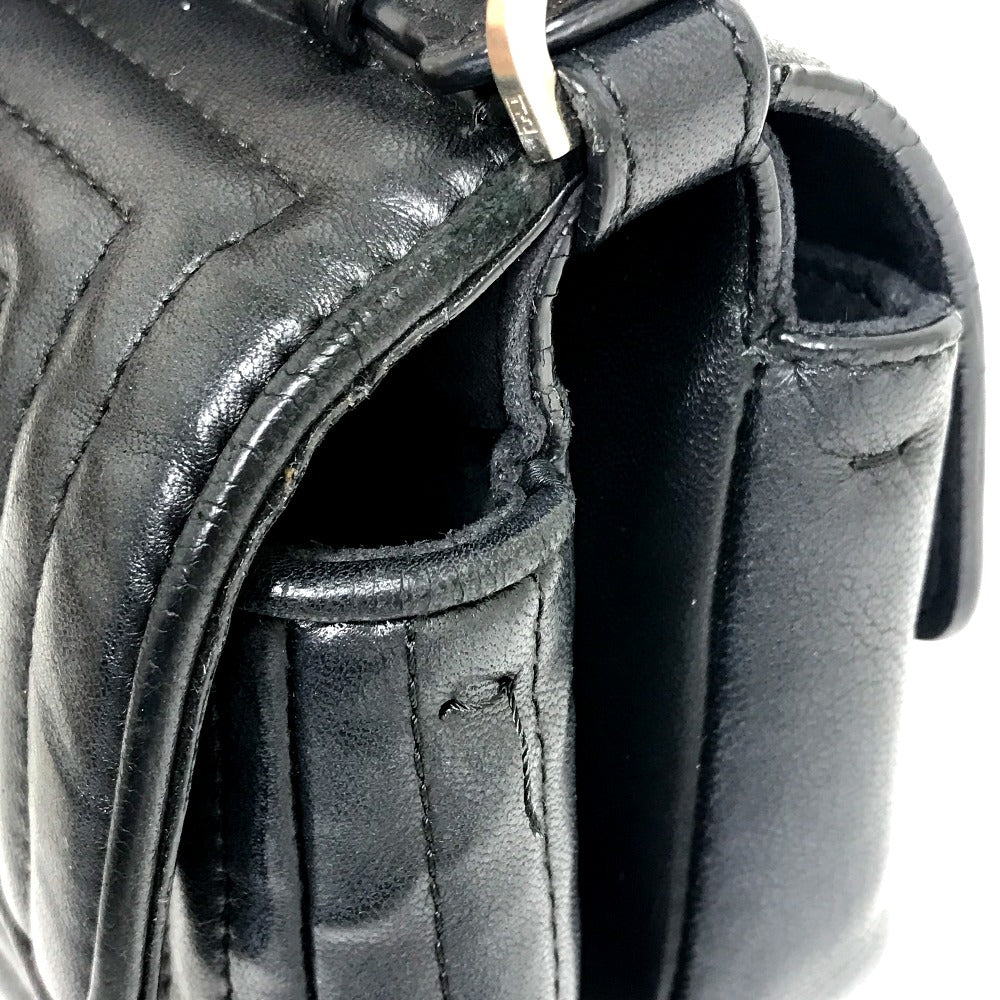 FENDI 8M0371 Double Micro Baguette Pochette, Crossbody Bag, 2-Way Mini Handbag/Shoulder Bag, Leather, Black, Women's