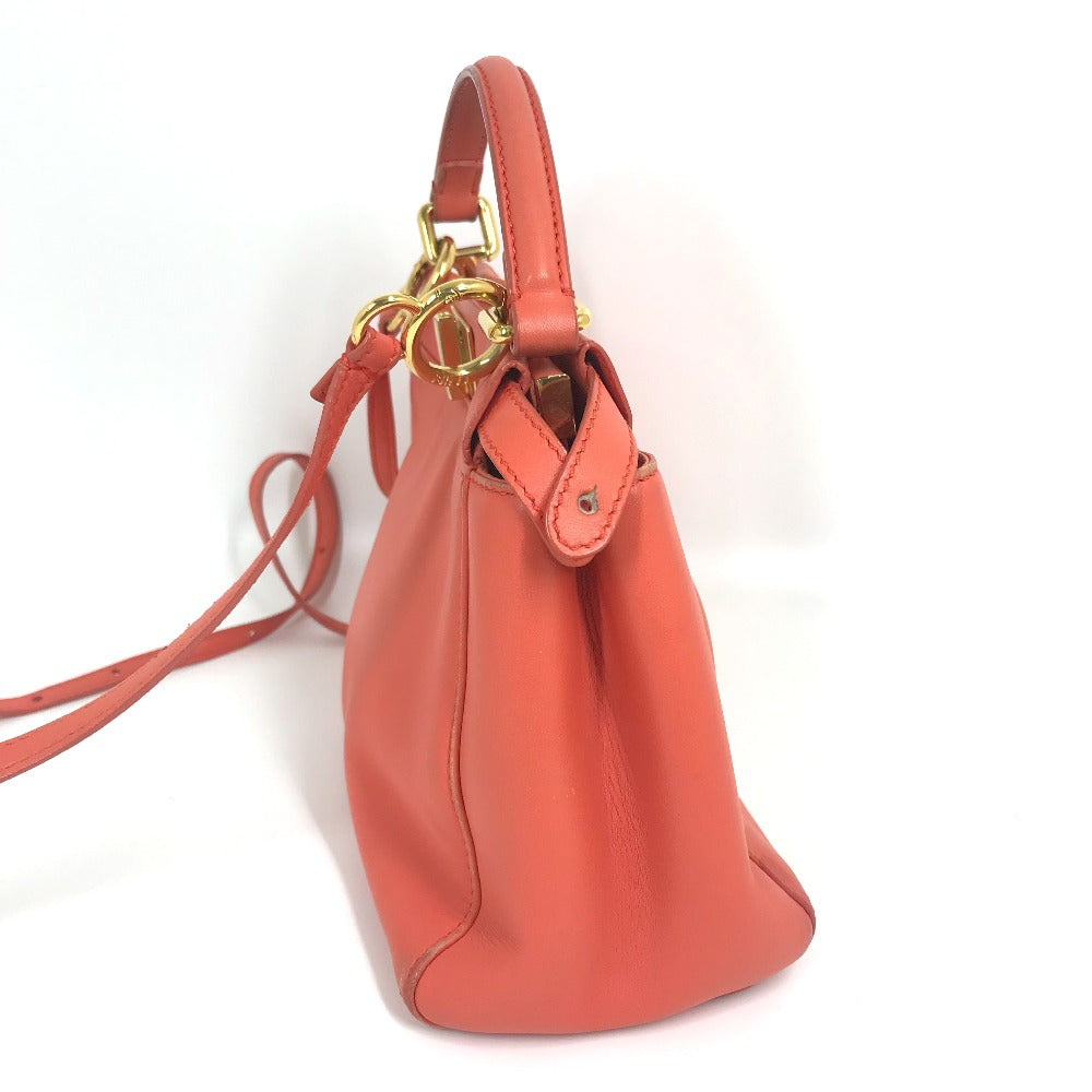 FENDI 8BN244 肩掛け 斜め掛け ミニピーカブー カバン 2WAY ショルダーバッグ ハンドバッグ レザー レディース サーモンピンク系