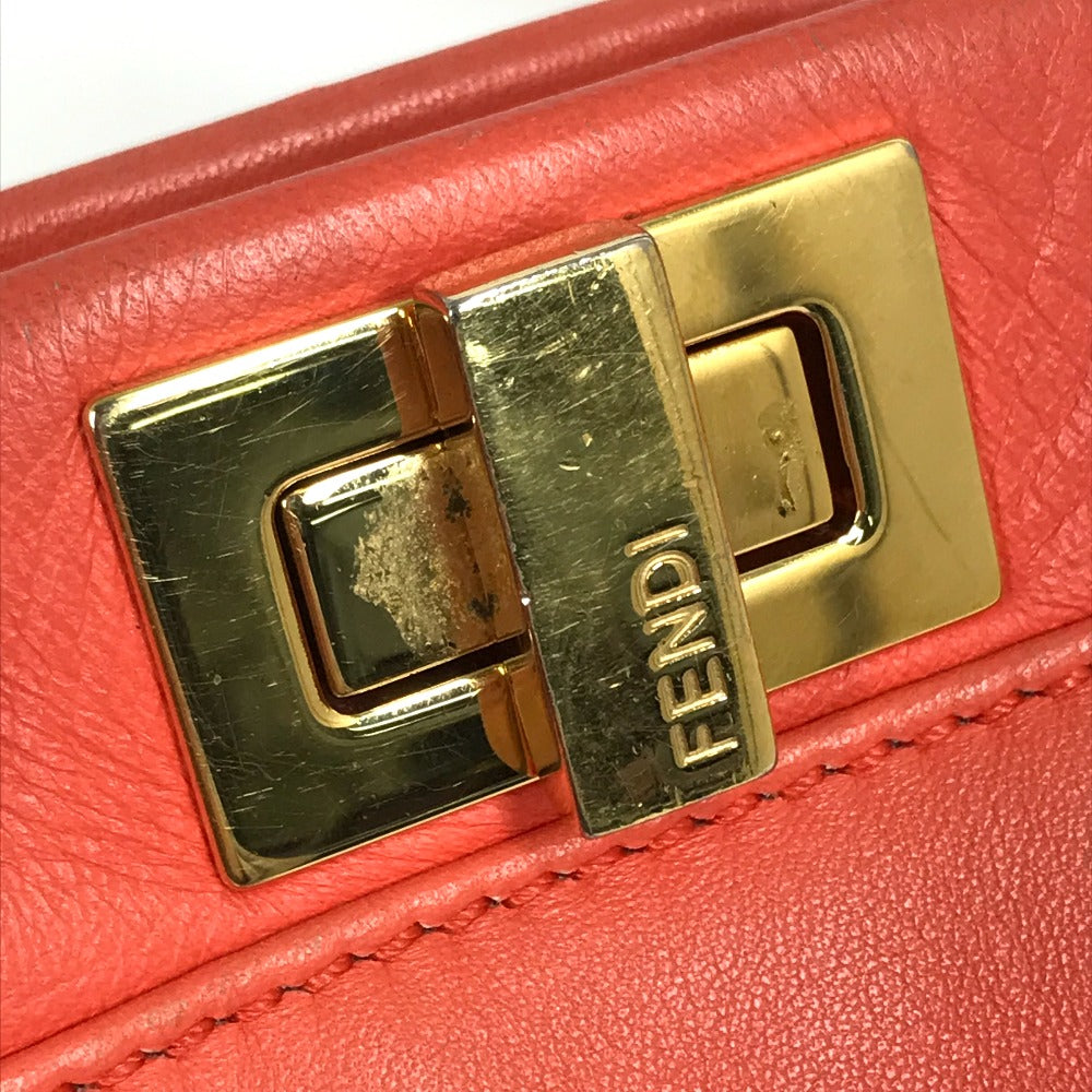 FENDI 8BN244 肩掛け 斜め掛け ミニピーカブー カバン 2WAY ショルダーバッグ ハンドバッグ レザー レディース サーモンピンク系