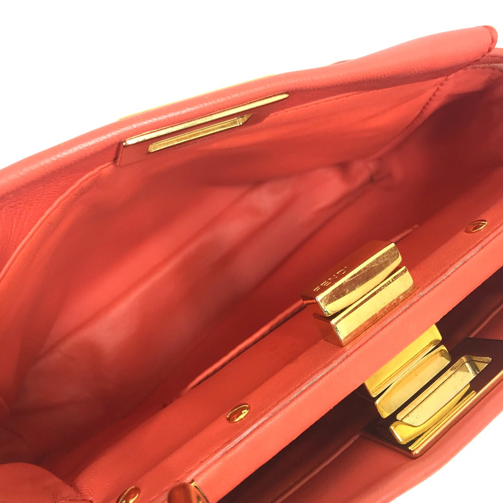 FENDI 8BN244 肩掛け 斜め掛け ミニピーカブー カバン 2WAY ショルダーバッグ ハンドバッグ レザー レディース サーモンピンク系