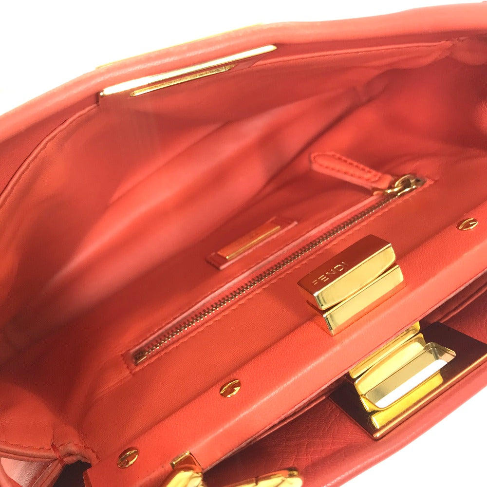 FENDI 8BN244 肩掛け 斜め掛け ミニピーカブー カバン 2WAY ショルダーバッグ ハンドバッグ レザー レディース サーモンピンク系