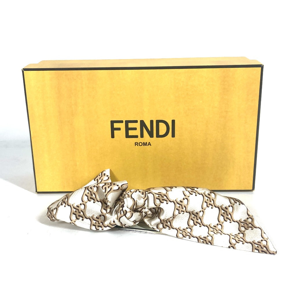 FENDI FXT114 ロゴ リボン ヘアクリップ ヘアアクセサリー バレッタ シルク レディース ベージュ