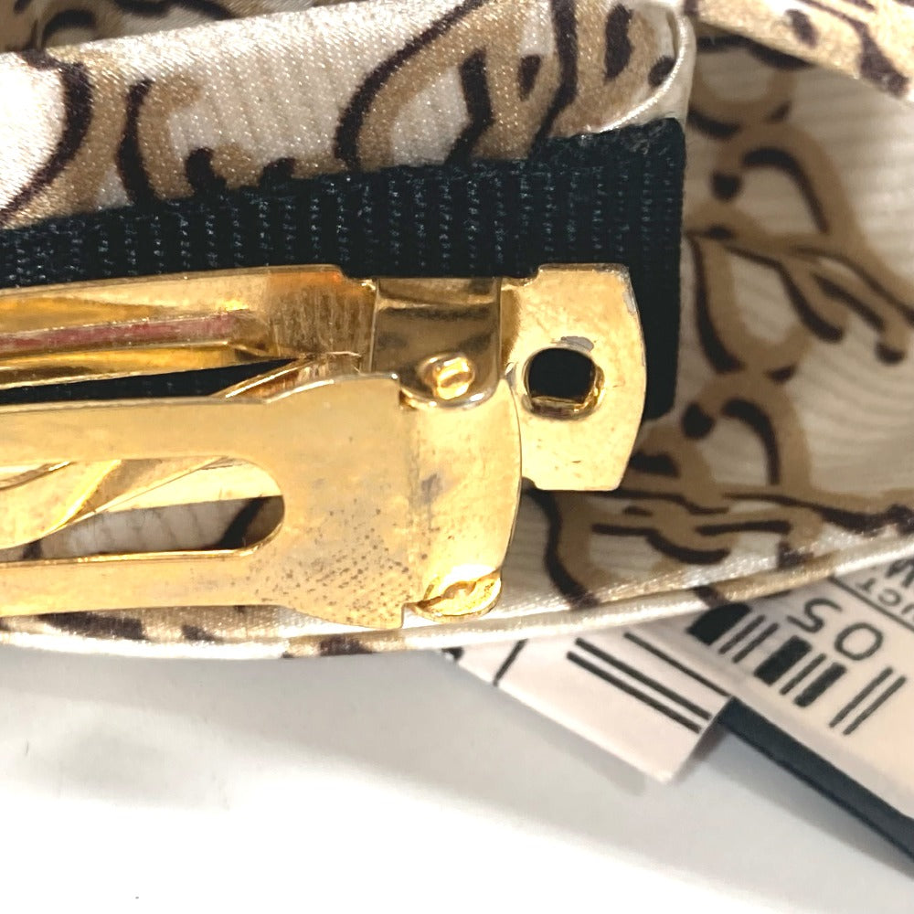 FENDI FXT114 ロゴ リボン ヘアクリップ ヘアアクセサリー バレッタ シルク レディース ベージュ