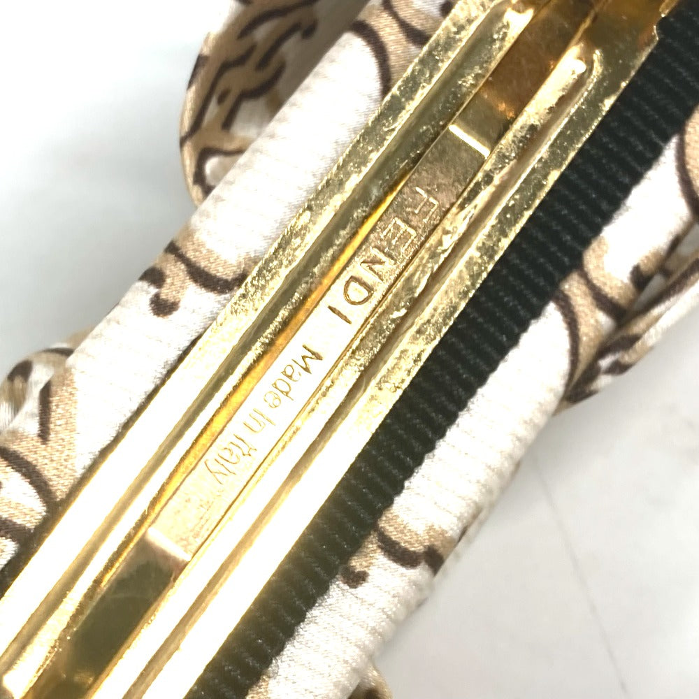 FENDI FXT114 ロゴ リボン ヘアクリップ ヘアアクセサリー バレッタ シルク レディース ベージュ