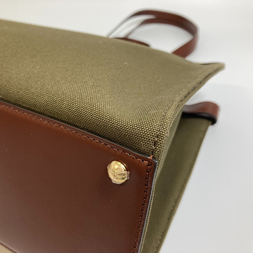FENDI 8BH374 FF総柄 ピーカブー エックストート カバン 2WAY ショルダーバッグ トートバッグ コットン レディース グリーン
