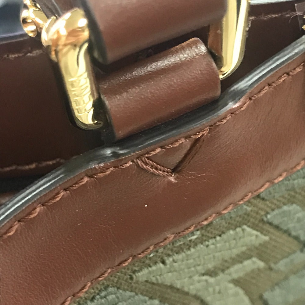 FENDI 8BH374 FF総柄 ピーカブー エックストート カバン 2WAY ショルダーバッグ トートバッグ コットン レディース グリーン