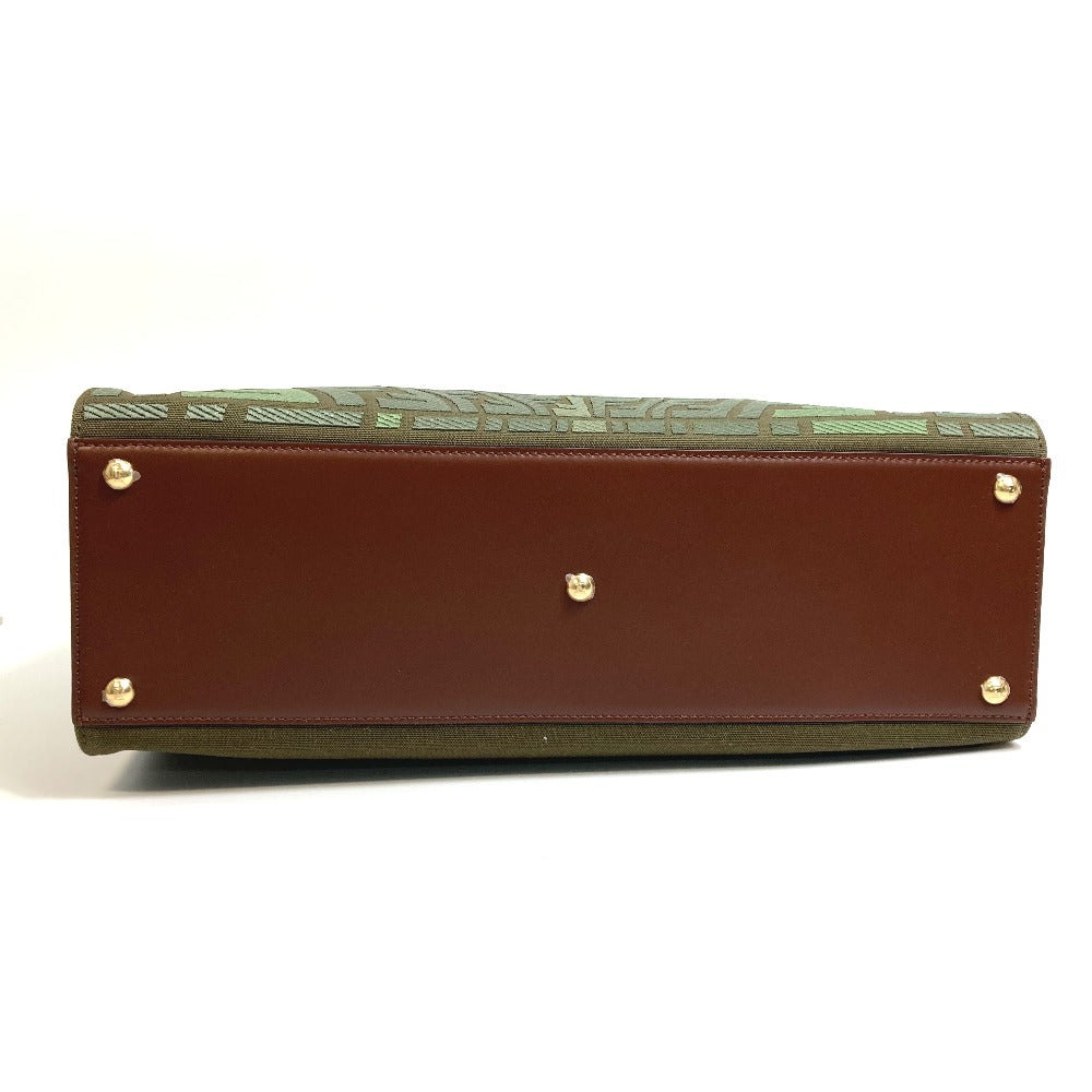 FENDI 8BH374 FF総柄 ピーカブー エックストート カバン 2WAY ショルダーバッグ トートバッグ コットン レディース グリーン