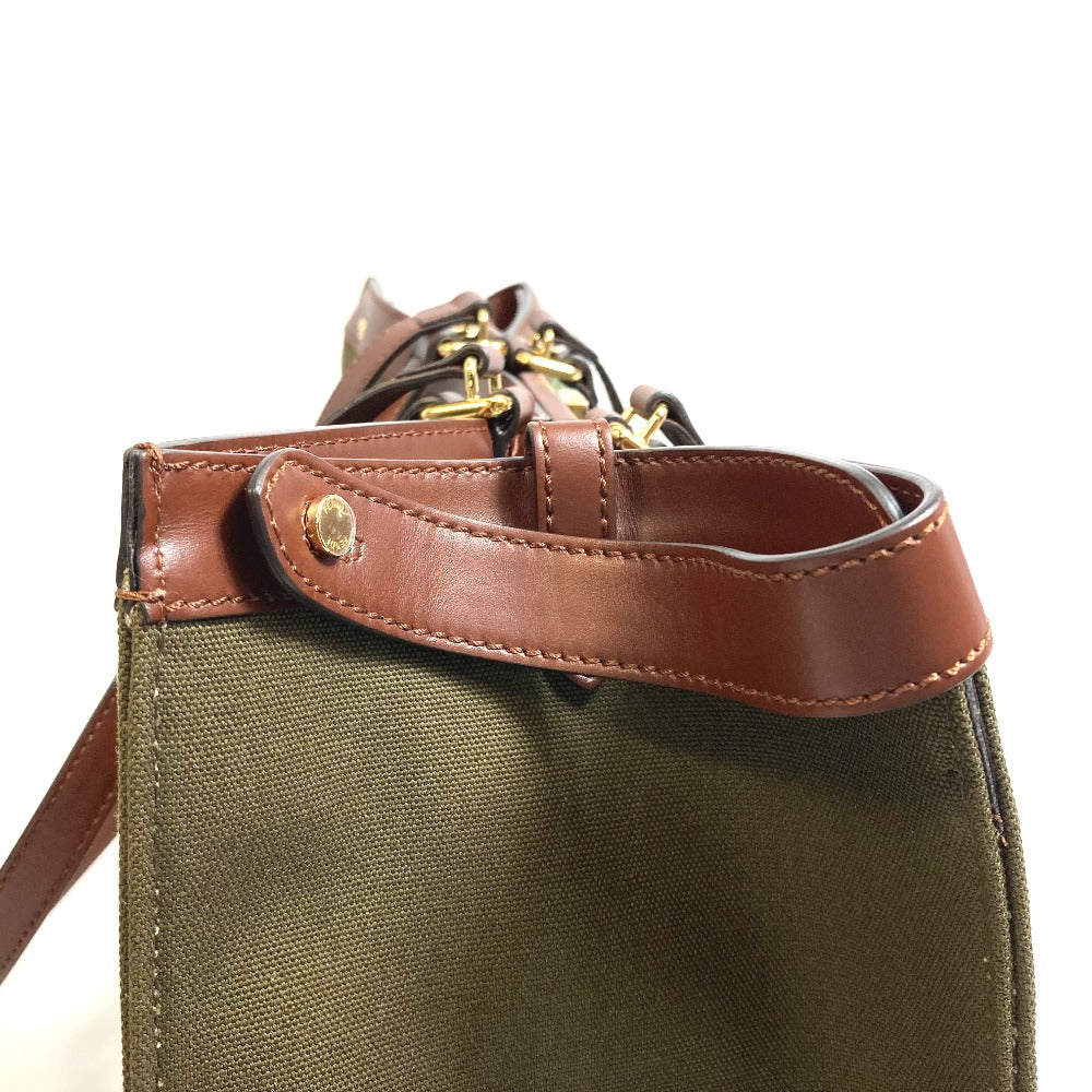 FENDI 8BH374 FF総柄 ピーカブー エックストート カバン 2WAY ショルダーバッグ トートバッグ コットン レディース グリーン