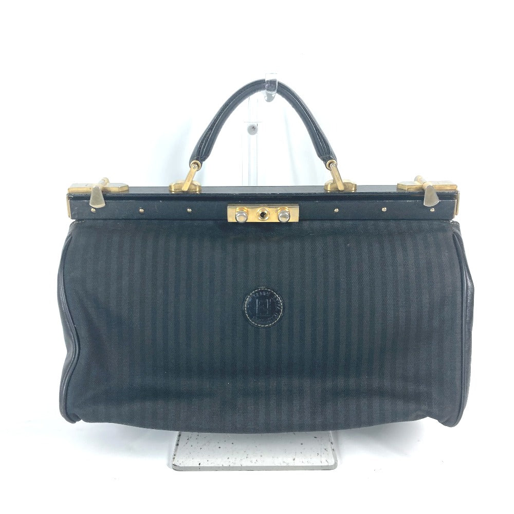 FENDI ヴィンテージ ドクターバッグ ペカン カバン ハンドバッグ レザー/PVC レディース ブラック