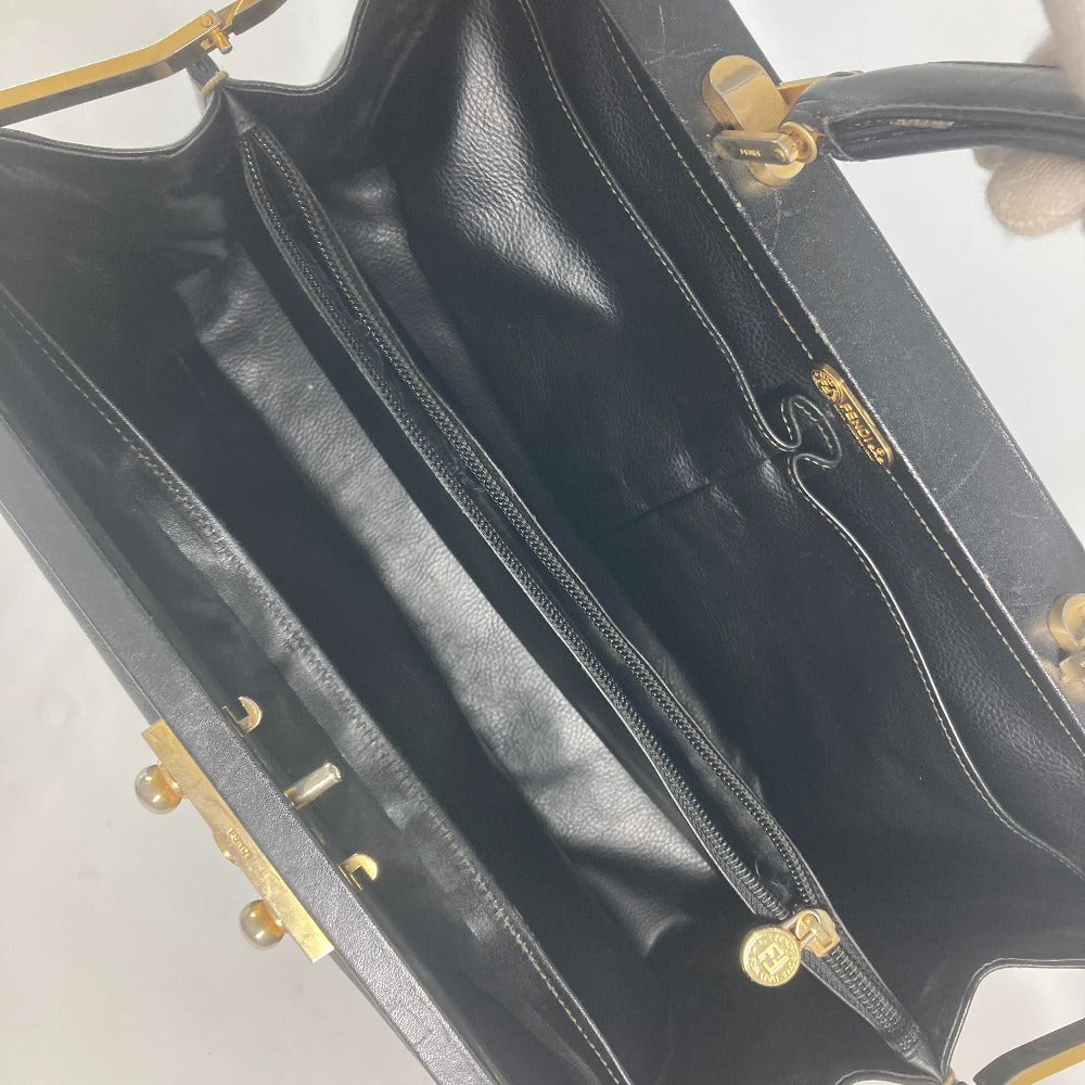 FENDI ヴィンテージ ドクターバッグ ペカン カバン ハンドバッグ レザー/PVC レディース ブラック