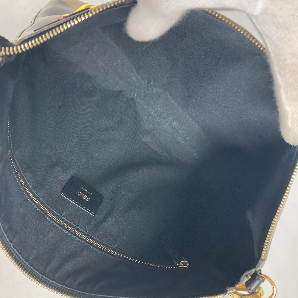 FENDI 7VA470 マルチカラーロゴ レインボー 斜め掛け カバン ショルダーバッグ PVC レディース ブラウン