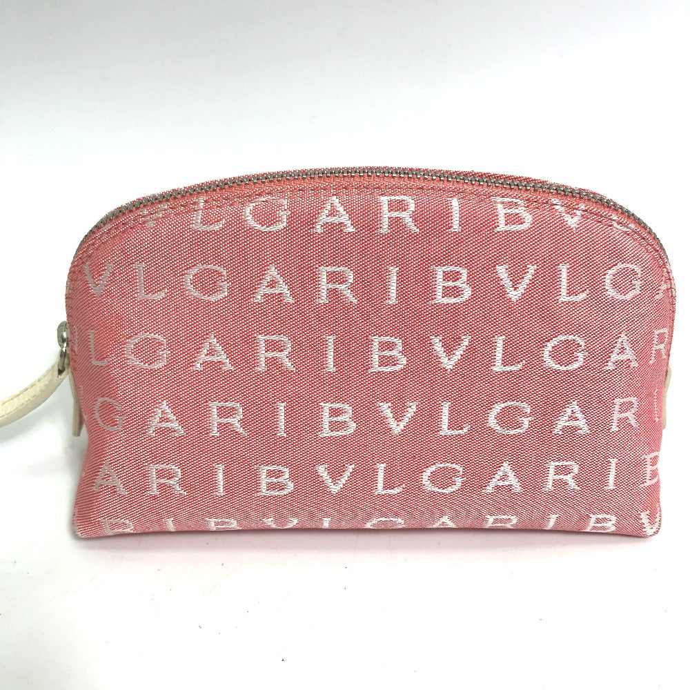 BVLGARI Logomania Makeup Pouch, Canvas, Women's, Pink