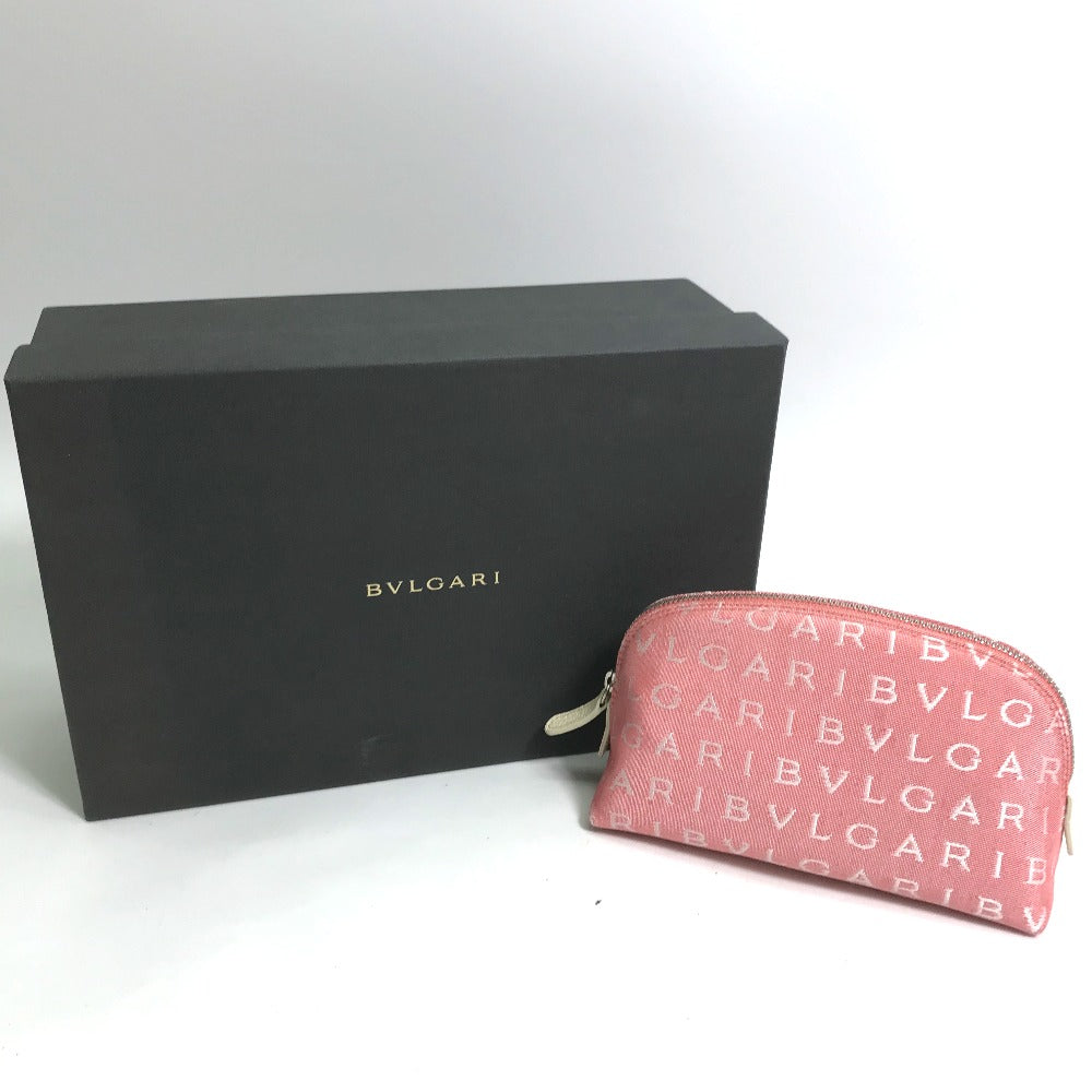 BVLGARI Logomania Makeup Pouch, Canvas, Women's, Pink