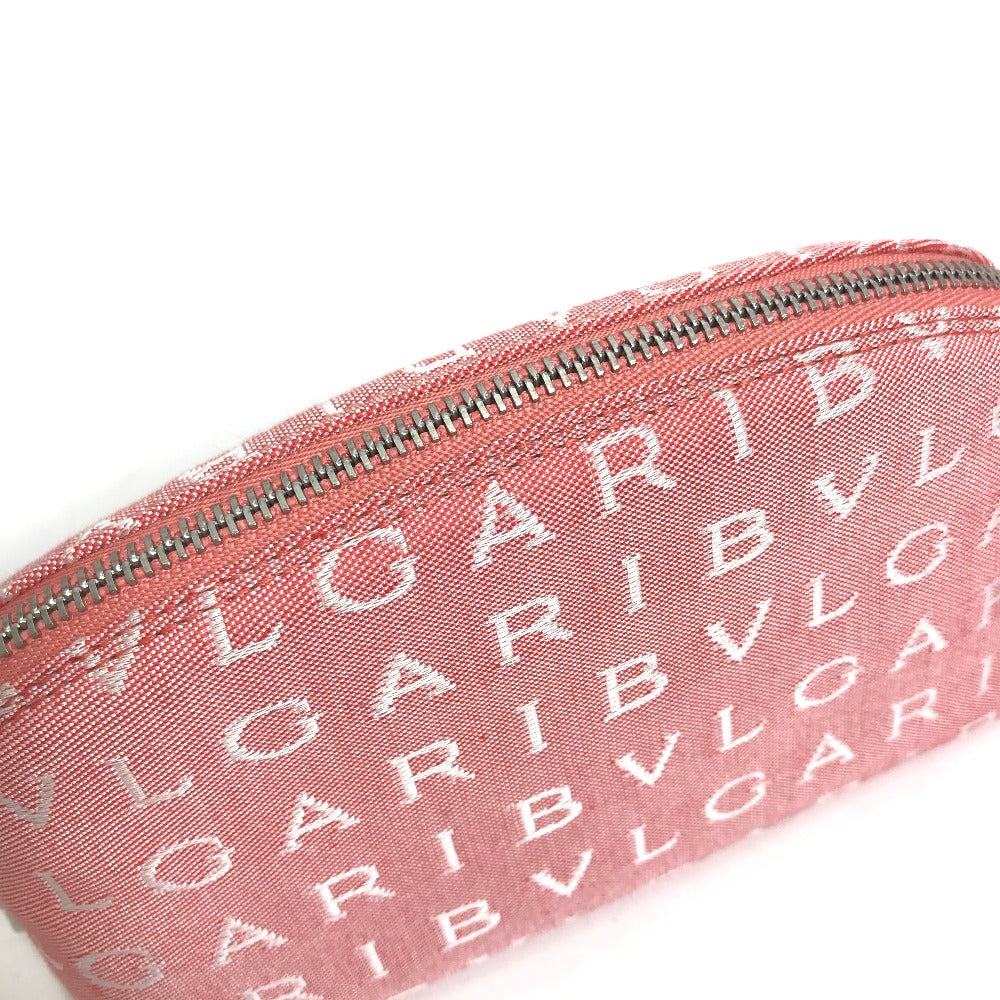 BVLGARI Logomania Makeup Pouch, Canvas, Women's, Pink