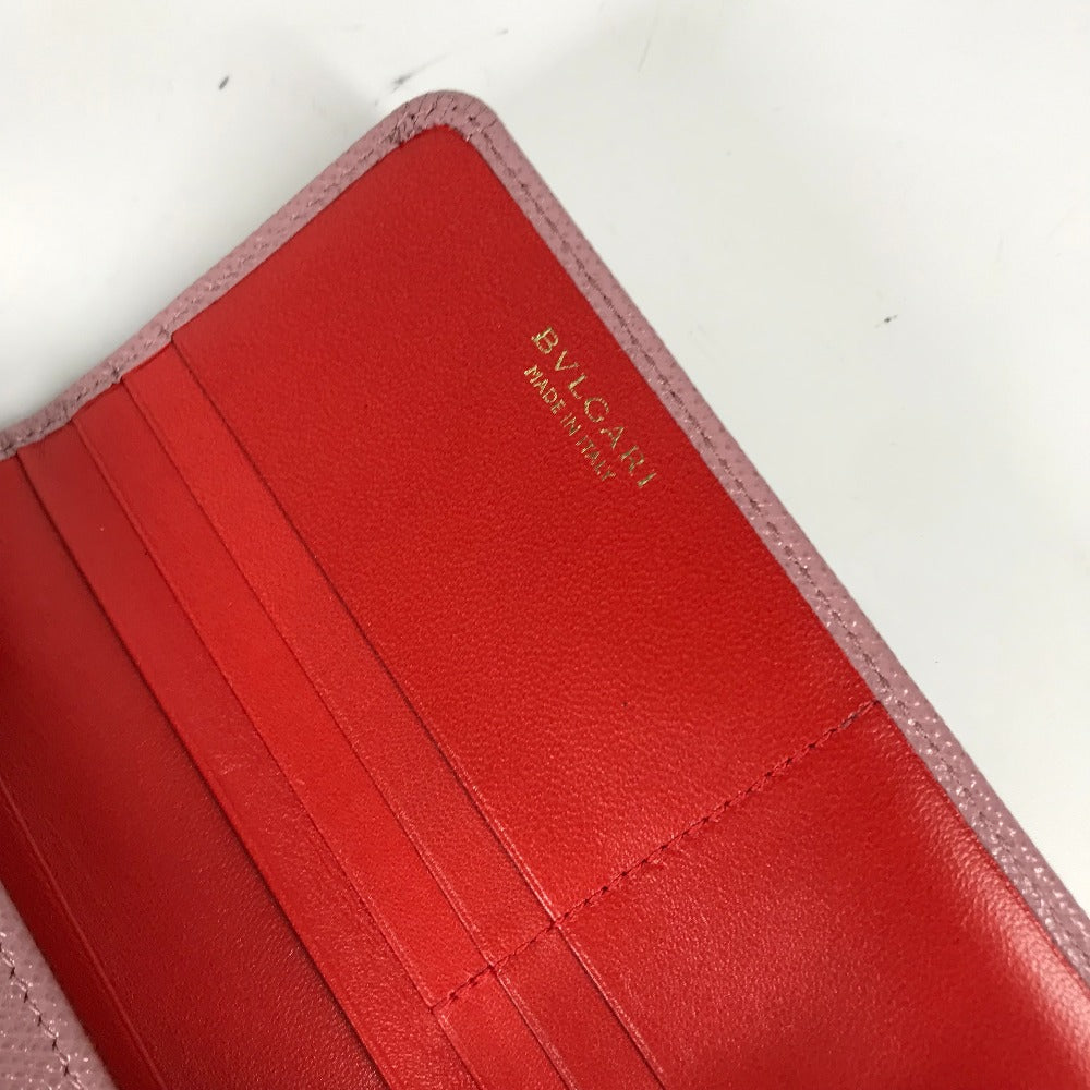 BVLGARI ロングウォレット ロゴクリップ 2つ折り 長財布 レザー レディース ピンク