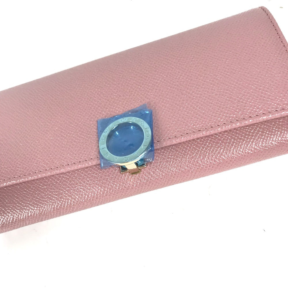 BVLGARI ロングウォレット ロゴクリップ 2つ折り 長財布 レザー レディース ピンク