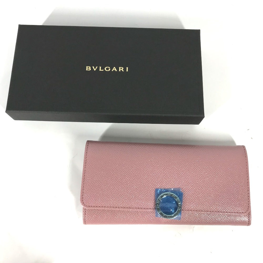 BVLGARI ロングウォレット ロゴクリップ 2つ折り 長財布 レザー レディース ピンク