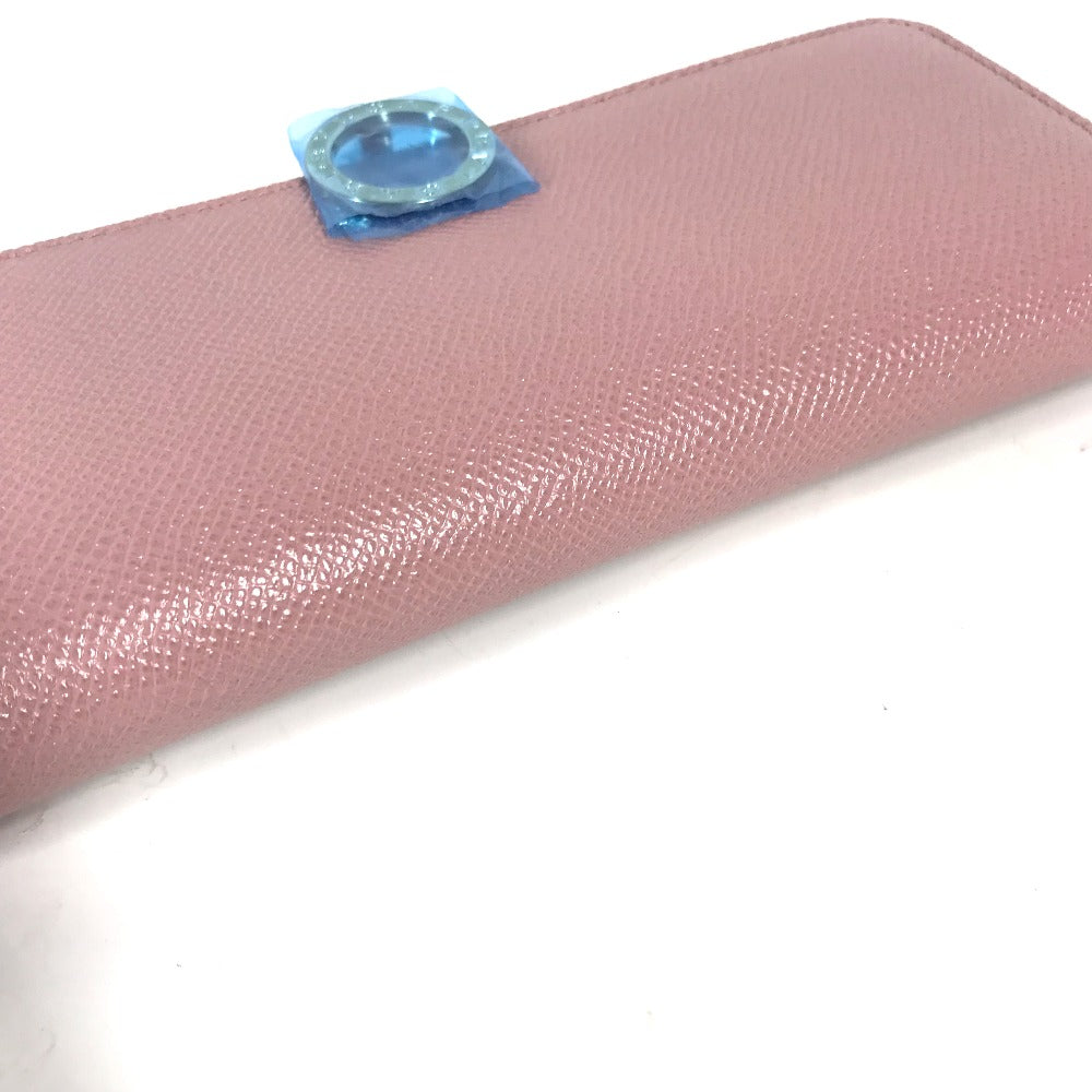 BVLGARI ロングウォレット ロゴクリップ 2つ折り 長財布 レザー レディース ピンク