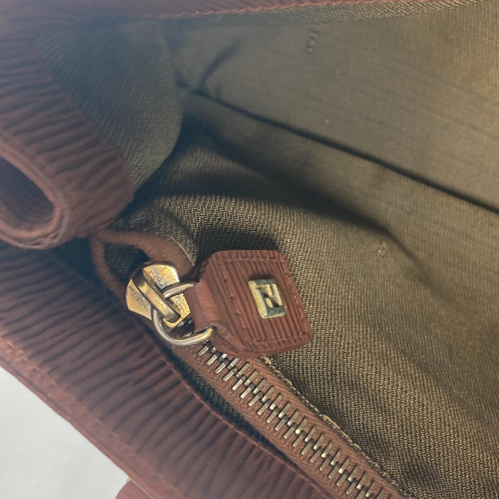 FENDI ヴィンテージ FFロゴ カバン トートバッグ 肩掛け ショルダーバッグ ハンドバッグ レザー レディース ブラウン - brandshop-reference