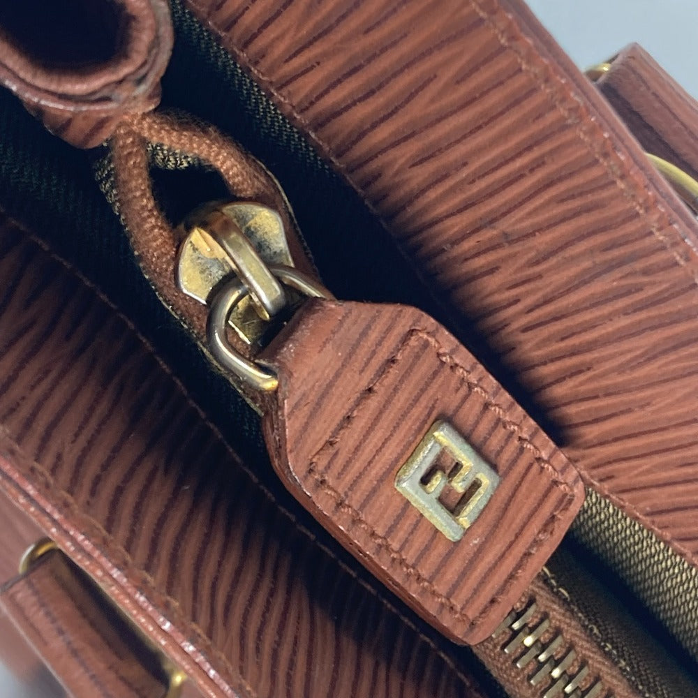 FENDI ヴィンテージ FFロゴ カバン トートバッグ 肩掛け ショルダーバッグ ハンドバッグ レザー レディース ブラウン - brandshop-reference
