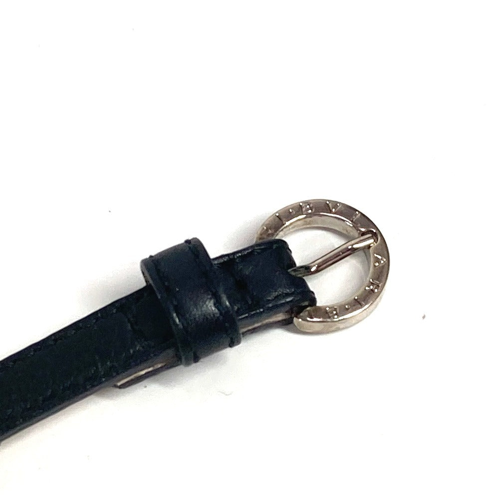 BVLGARI アイコン ロゴ チャーム アクセサリー バングル ブレスレット レザー レディース ブラック