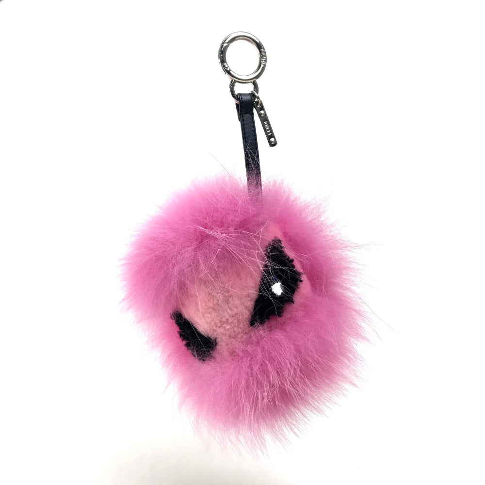 FENDI BAG BUGS Bag Bugs Key Ring Keychain Charm Fur Women's Pink
