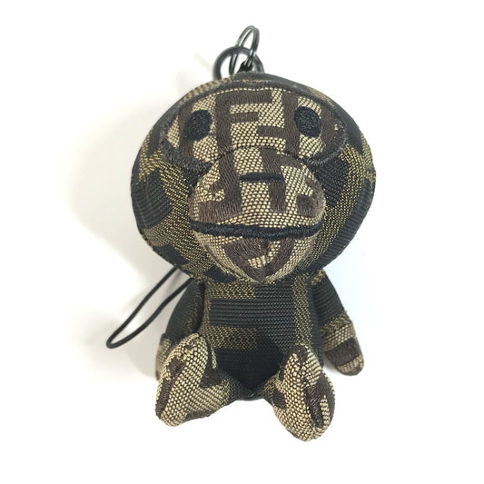 FENDI A BATHING APE アベイシングエイプ コラボ マイロ ズッカ 携帯ストラップ ぬいぐるみ チャーム キャンバス メンズ ブラウン