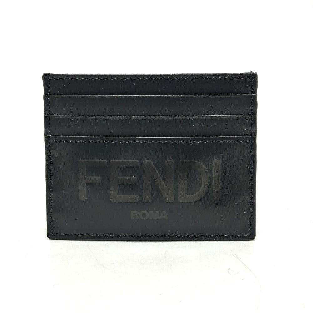 FENDI 7M0164 ロゴ 名刺入れ パスケース カードケース レザー メンズ ブラック