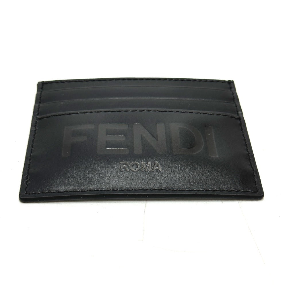 FENDI 7M0164 ロゴ 名刺入れ パスケース カードケース レザー メンズ ブラック