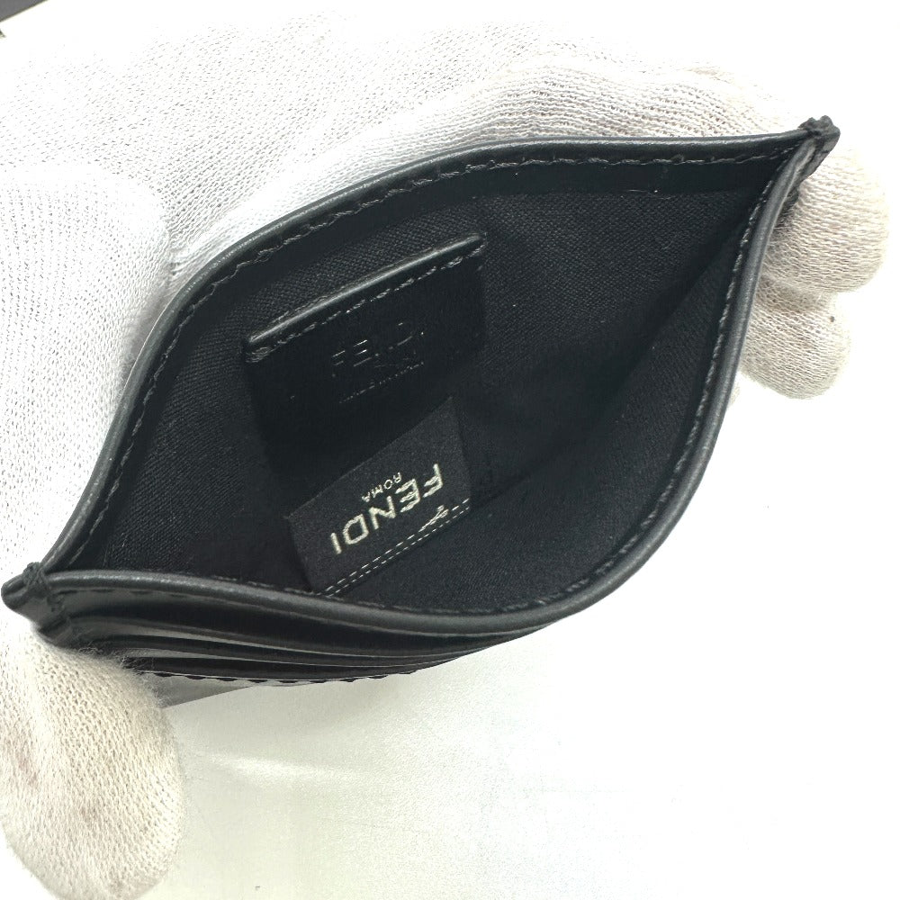FENDI 7M0164 ロゴ 名刺入れ パスケース カードケース レザー メンズ ブラック