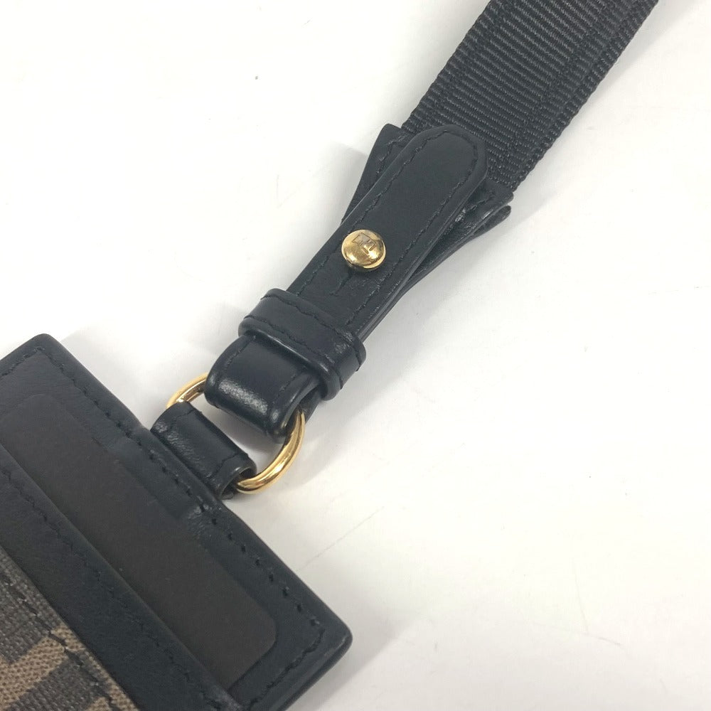 FENDI ヴェルサーチ コラボ VERSACE ロゴ フェンダーチェ FENDACE ズッカ ストラップ付 名刺入れ パスケース カードケース PVC ユニセックス ブラウン