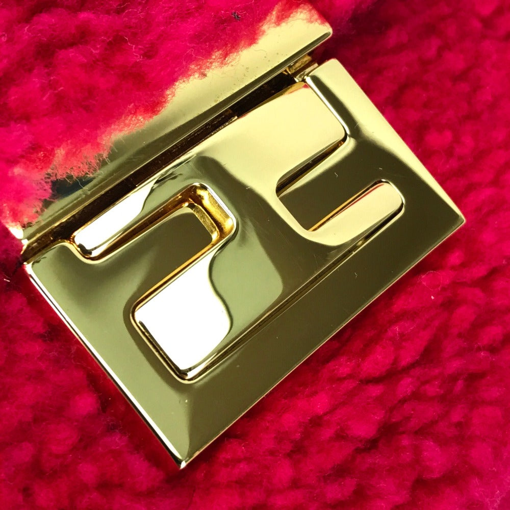 FENDI 8M0315 ミニバゲット 斜め掛け ミニ ポシェット ショルダーバッグ ムートン レディース ピンク フューシャピンク